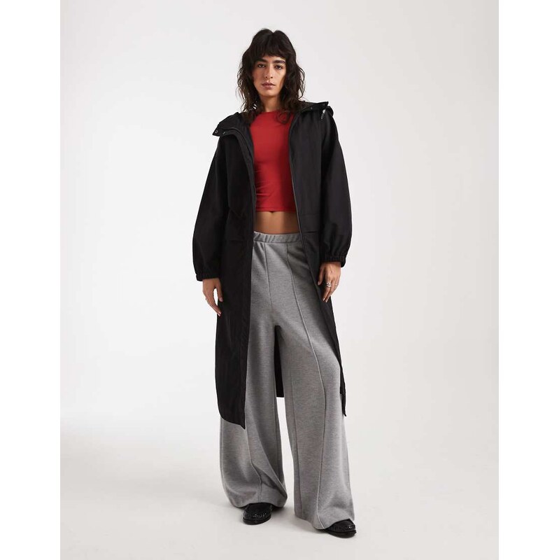 ASOS DESIGN longline tech rain coat in black 115516768