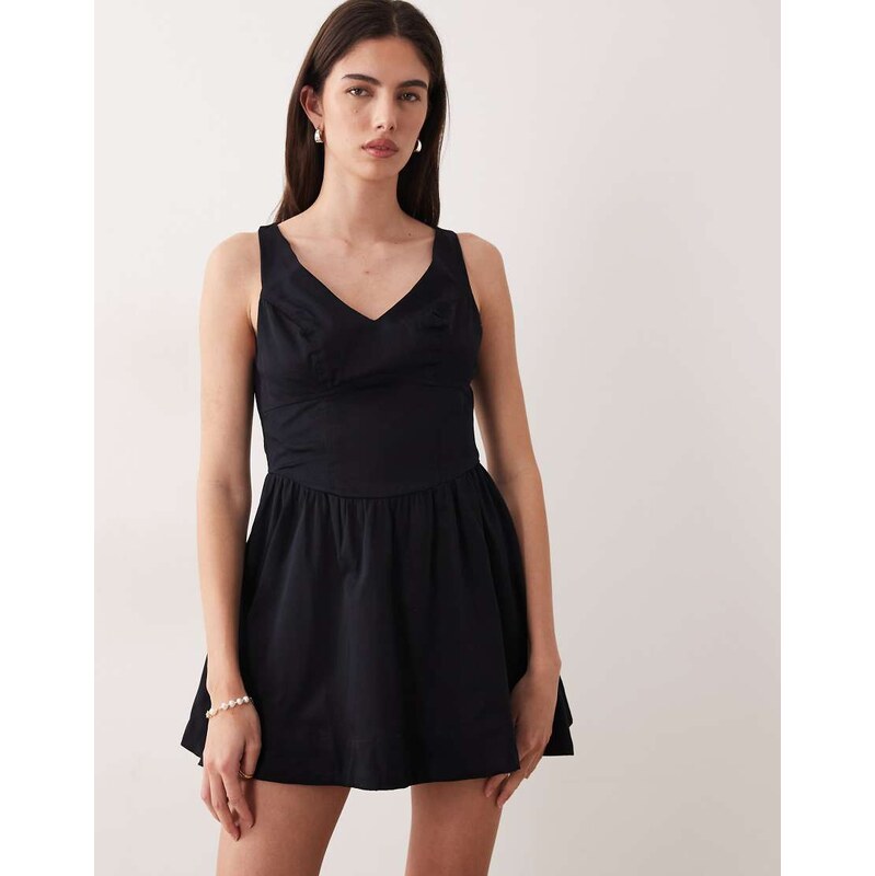 ASOS DESIGN waisted v neck mini sundress with seaming details in