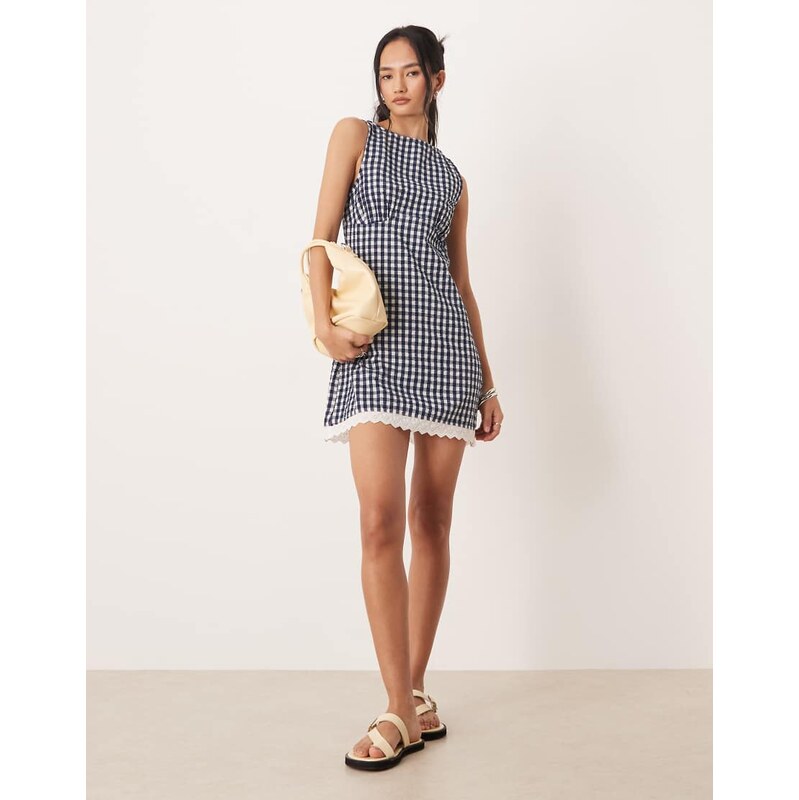 ASOS DESIGN slash neck mini sundress with sculpted bust and