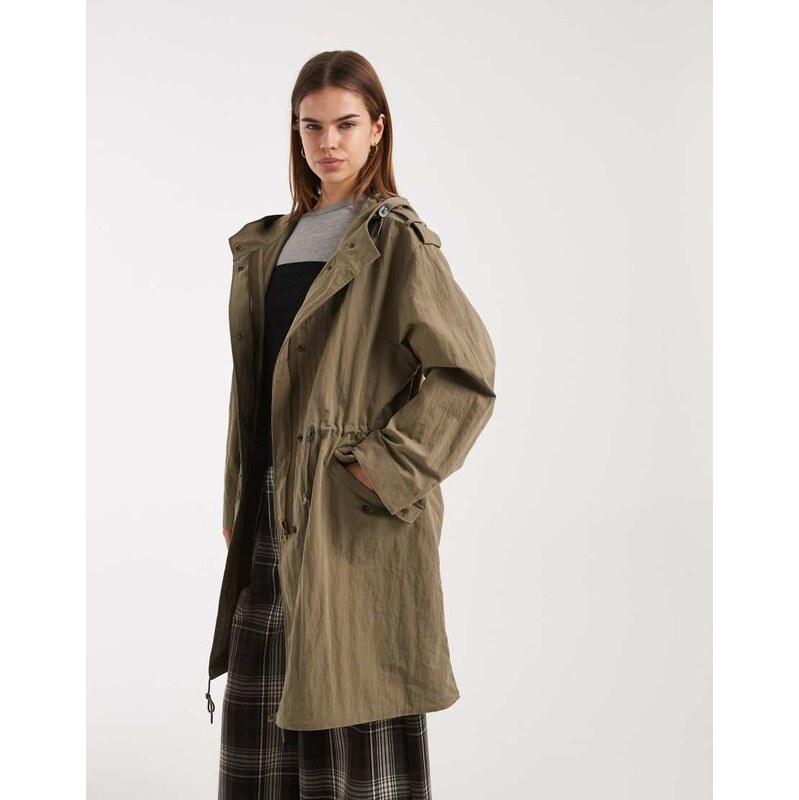 ASOS DESIGN oversized parka jacket in khaki-Green
