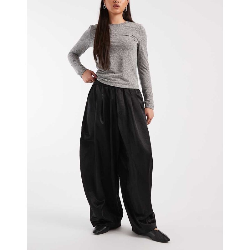 COLLUSION XL balloon trouser in black satin