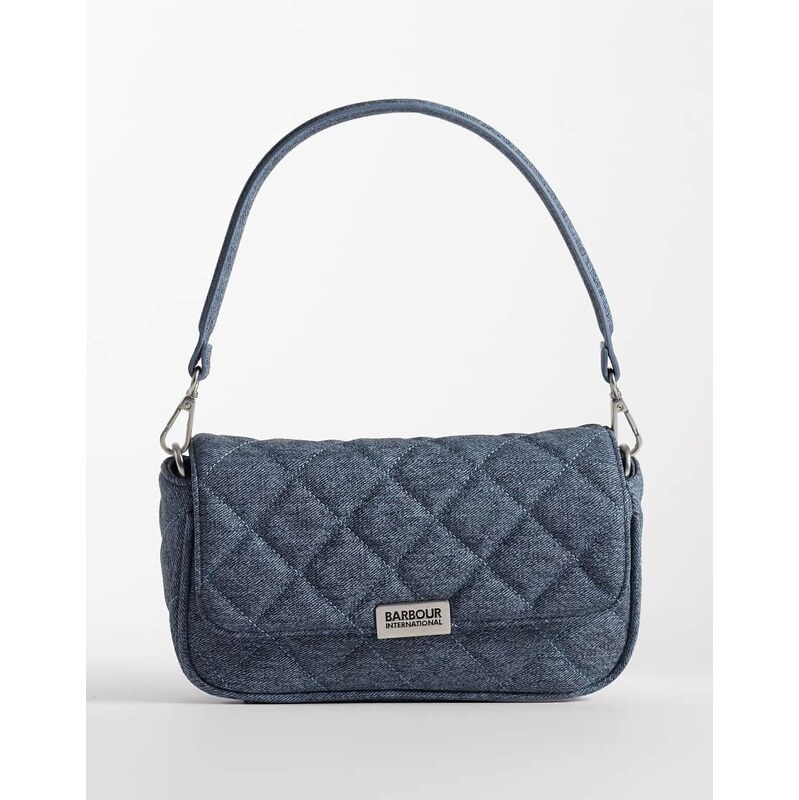 Barbour International Soho logo denim mini shoulder/crossbody bag in 115711801