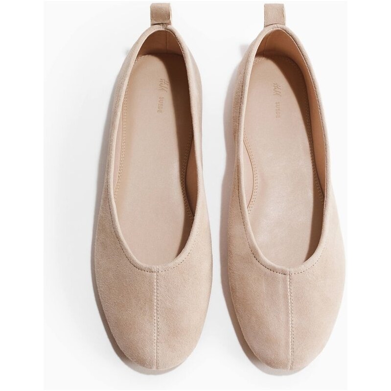 H&M - Semišové balerínky - béžová 113764798
