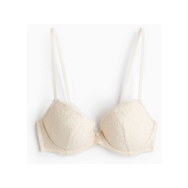 H&M - Vyšívaná podprsenka push-up - bílá 113764872
