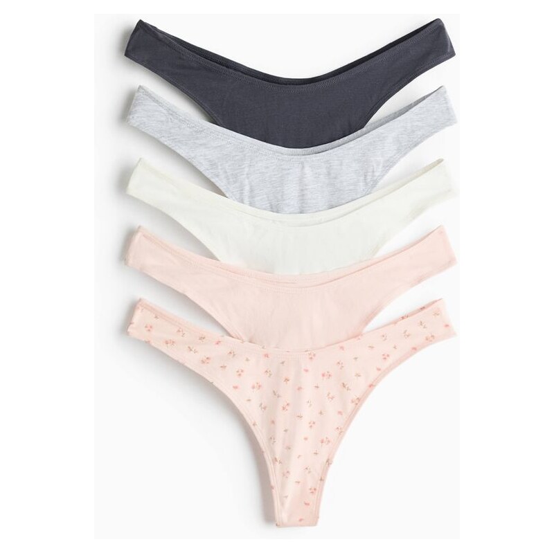 H&M - Bavlněné kalhotky thong 5 kusů - oranžová 113764850