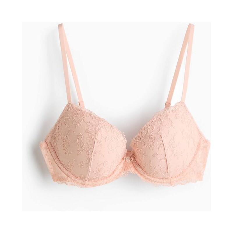 H&M - Vyšívaná podprsenka push-up - oranžová 113764842