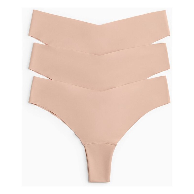 H&M - Kalhotky brazilian z mikrovlákna 3 kusy - béžová 113764862