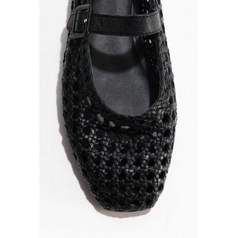 H&M - Kožené balerínky Mary Jane - černá 113764903