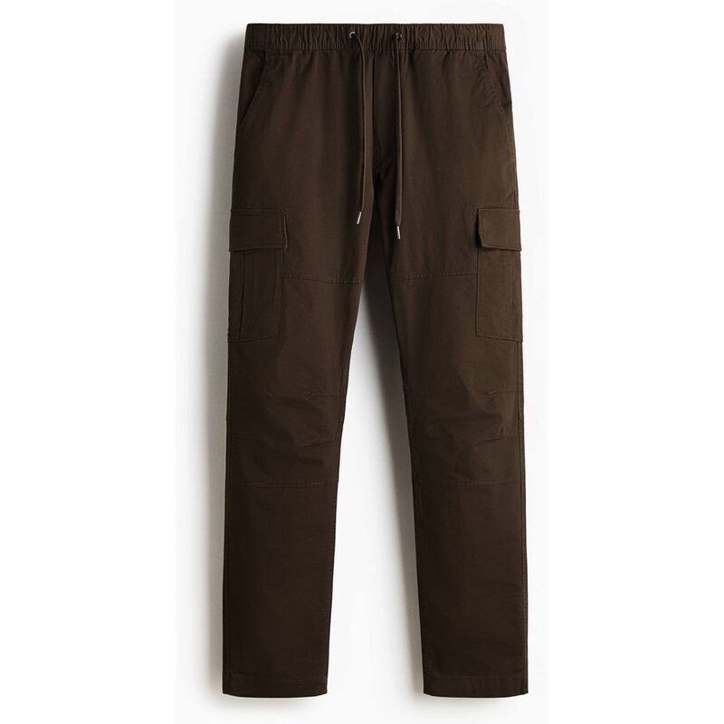 H&M - Kalhoty cargo Slim Fit - Tmavě Zelená Khaki