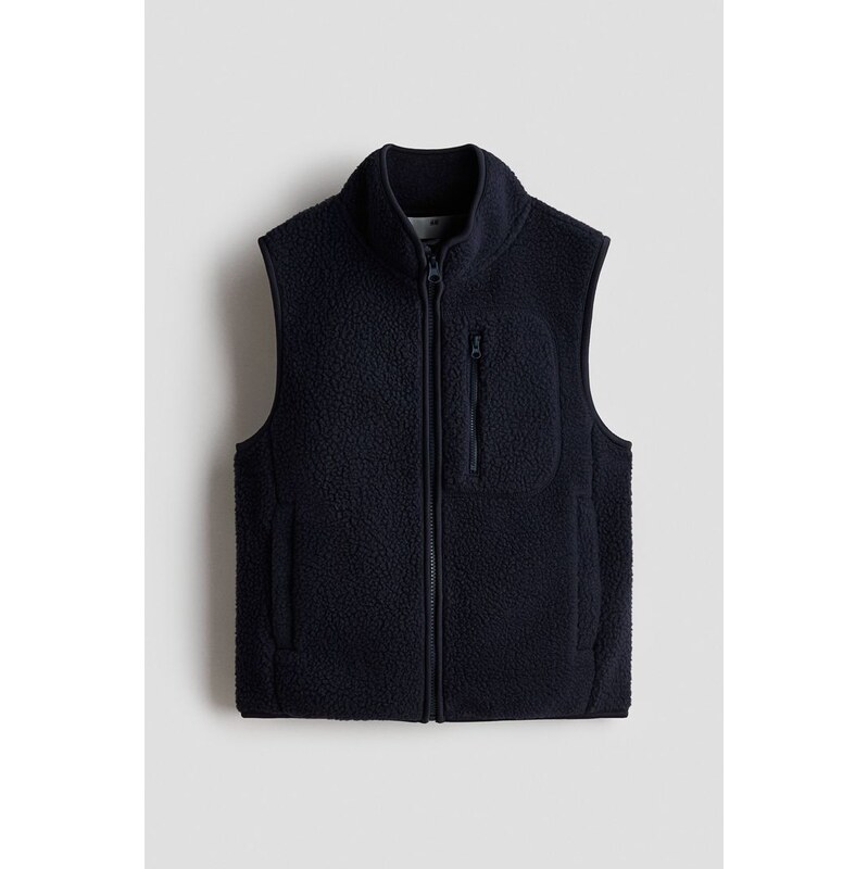 H&M - Plyšová vesta - Námořnická Modř