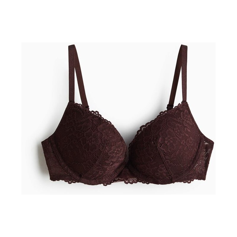 H&M - Krajková super push-upka - hnědá 113764981