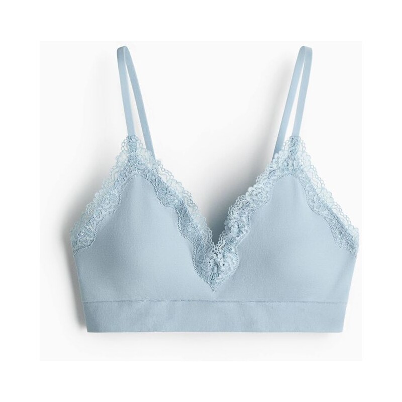 H&M - Bezešvá vyztužená podprsenka - modrá 113765059