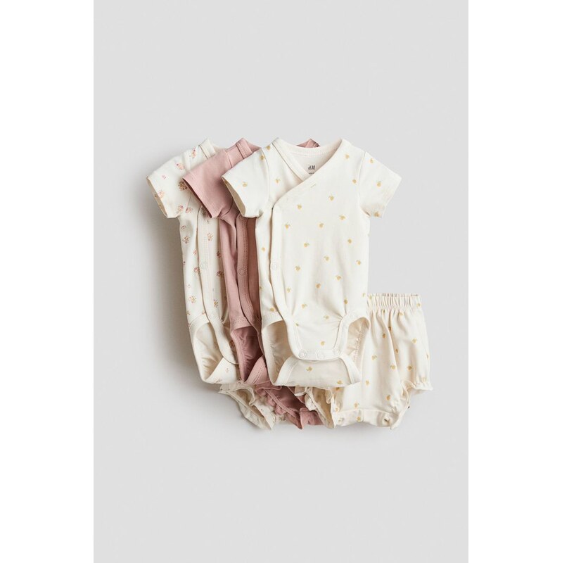 H&M - Šestidílná žerzejová souprava - Krémová/Pomeranče