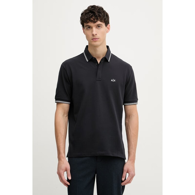 Armani Exchange polo pánské bavlněné s elastanem