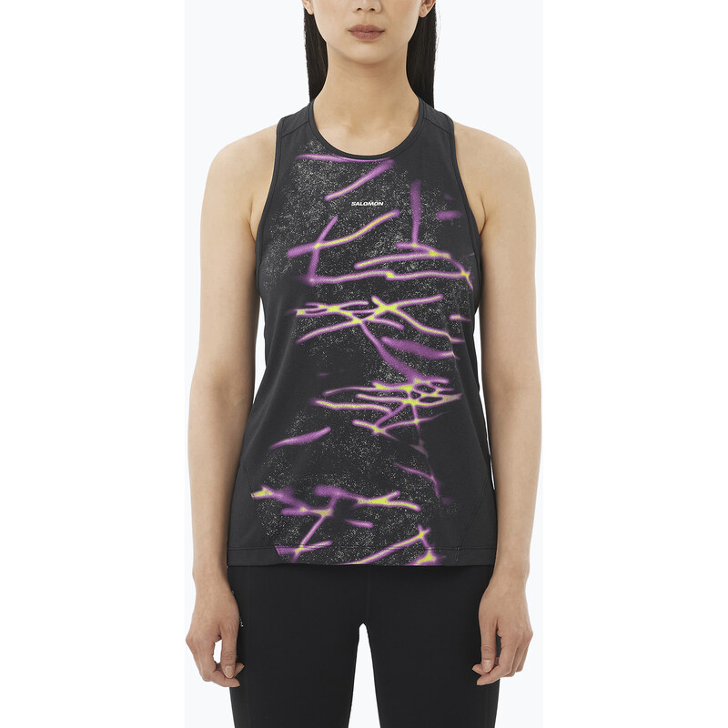 Dámské běžecké tričko Salomon Shakeout Core Tank GFX deep black