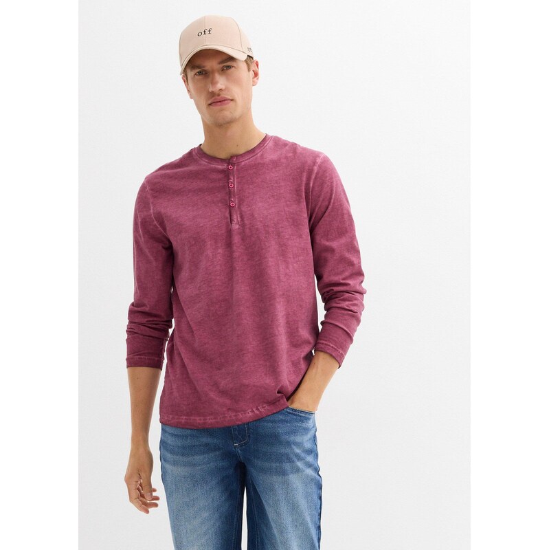 bonprix Henley tričko s dlouhým rukávem, z čisté organické