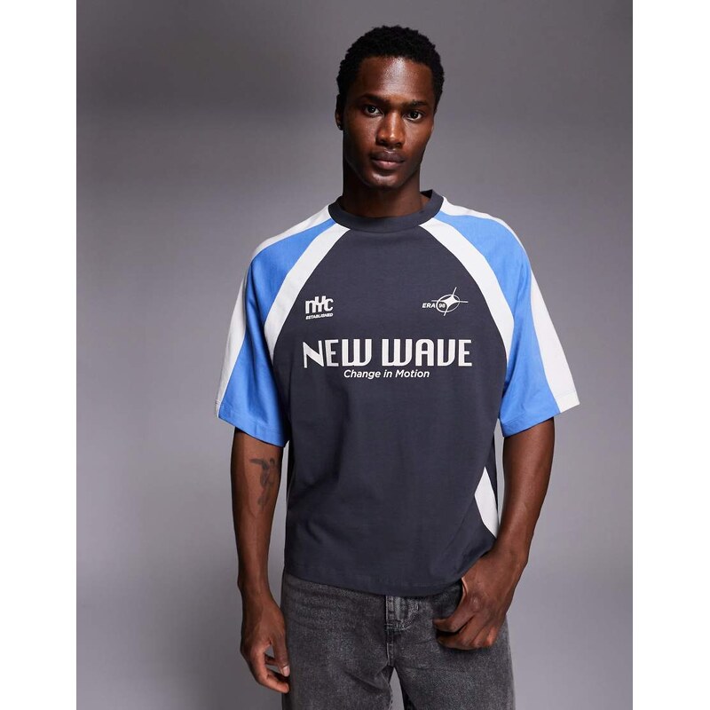 ASOS DESIGN boxy oversized t-shirt with cut and sew panelling
