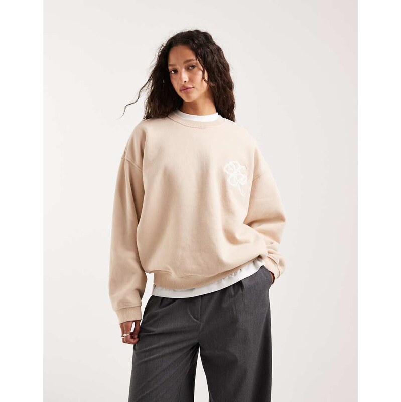 4th & Reckless cotton embroidered logo crew neck sweatshirt in