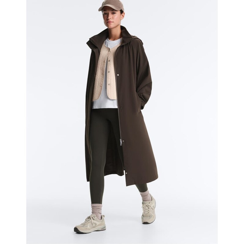 OYSHO Long extra lightweight 10k waterproof jacket in brown 113880705