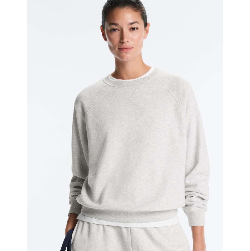 OYSHO Marl plush round neck sweatshirt in pale grey melange