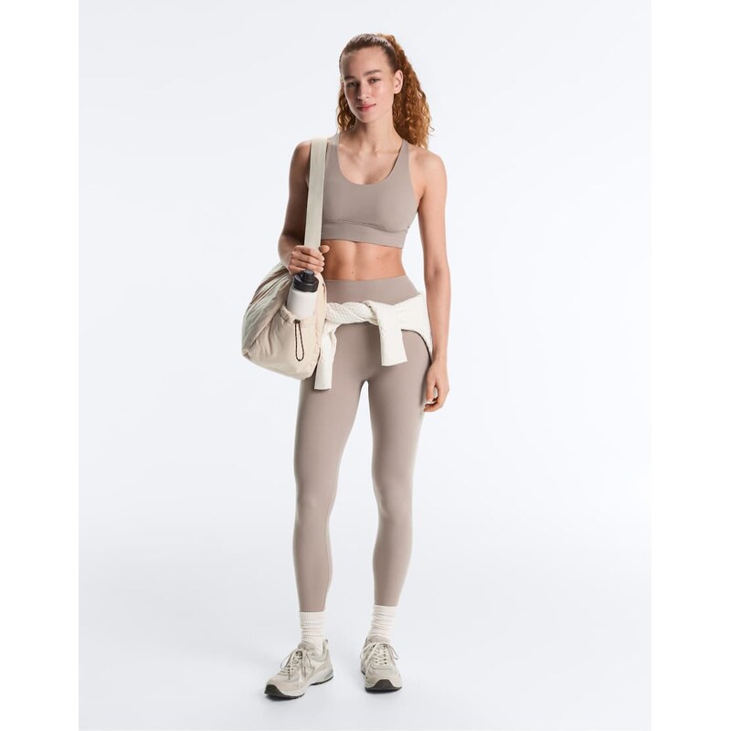 OYSHO Comfortlux high-rise ankle-length leggings in pale taupe-Grey 113880741
