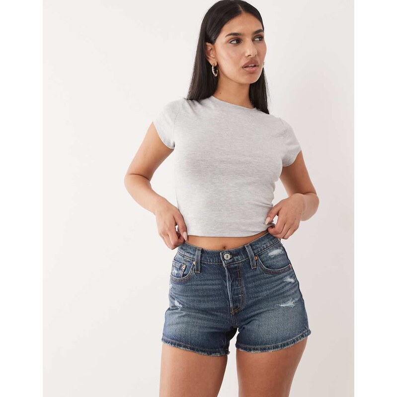 Levis 501 hourglass denim shorts in dark blue