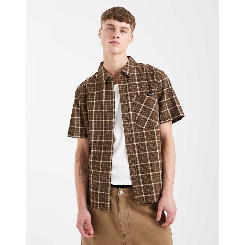 Santa Cruz eli short sleeve checked shirt in brown