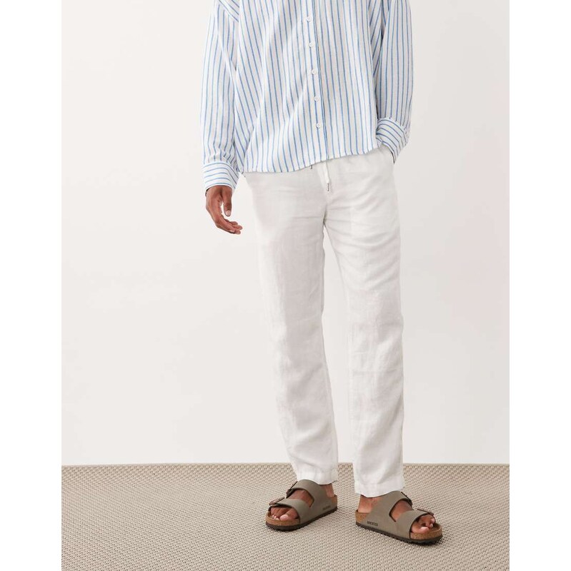 Polo Ralph Lauren linen drawstring trousers in white