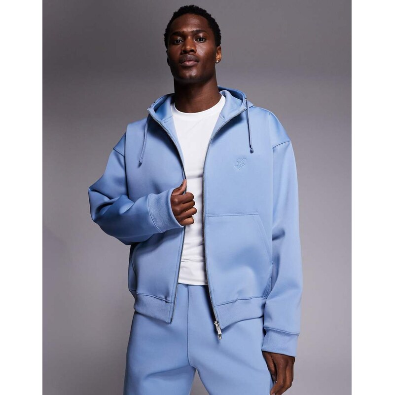 Liquor N Poker double zip scuba-style fabric hoodie co-ord in
