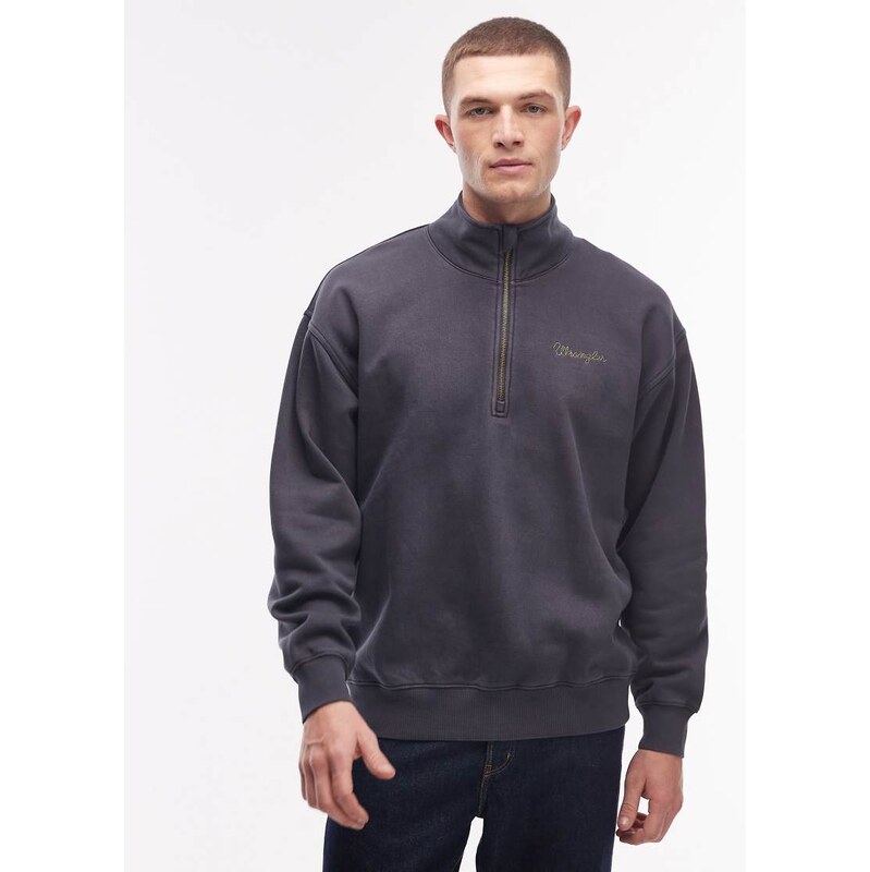 Wrangler half zip sweatshirt in faded black