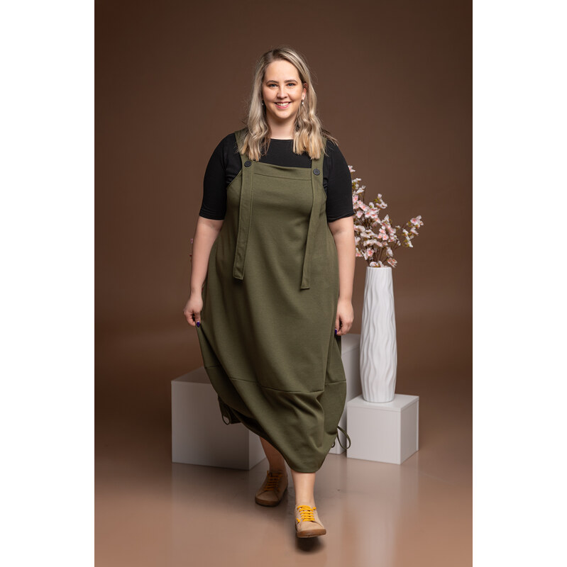 Italy fashion Šaty DOILE Barva: Khaki, Velikost: UNI: L-2XL