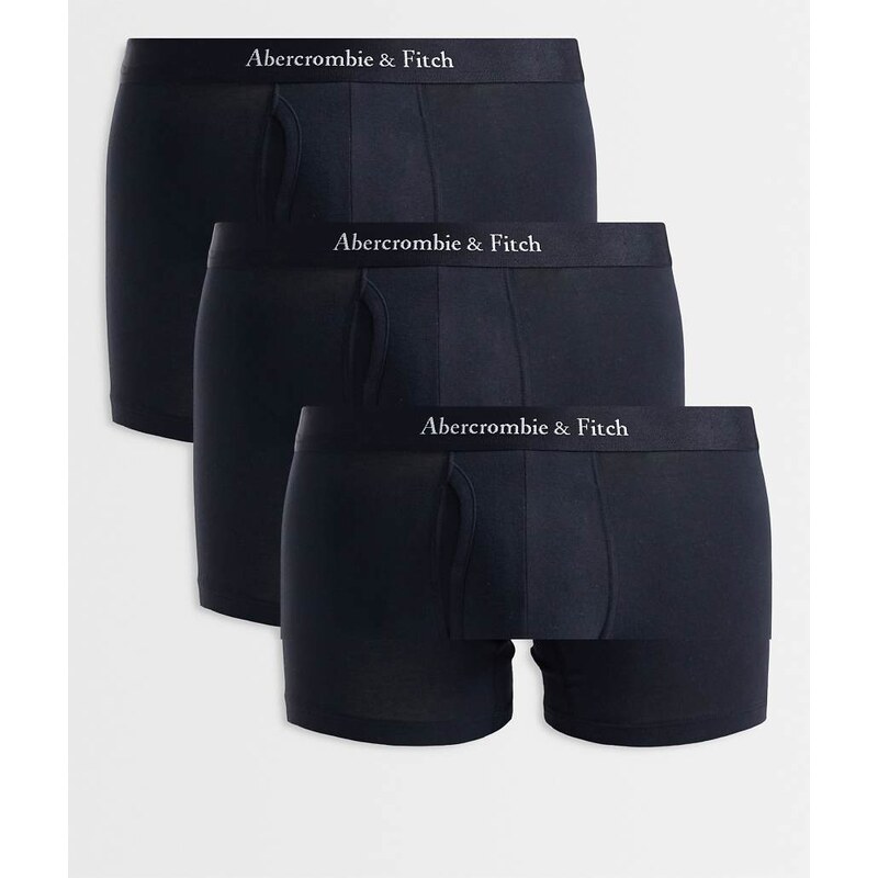 Abercrombie & Fitch 3 pack logo waistband boxer in black
