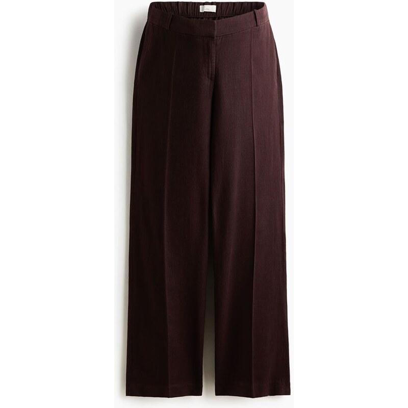 H&M - MAMA Elegantní kalhoty z lněné směsi - Tmavě Hnědá
