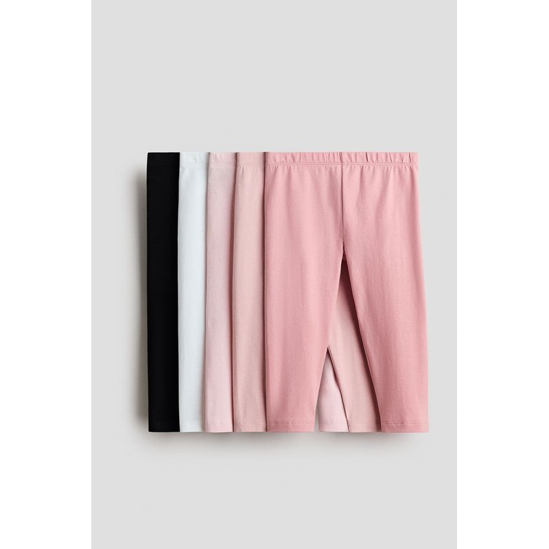 H&M - Bavlněné legíny capri: balení po 5 - Růžová/Bílá/Černá