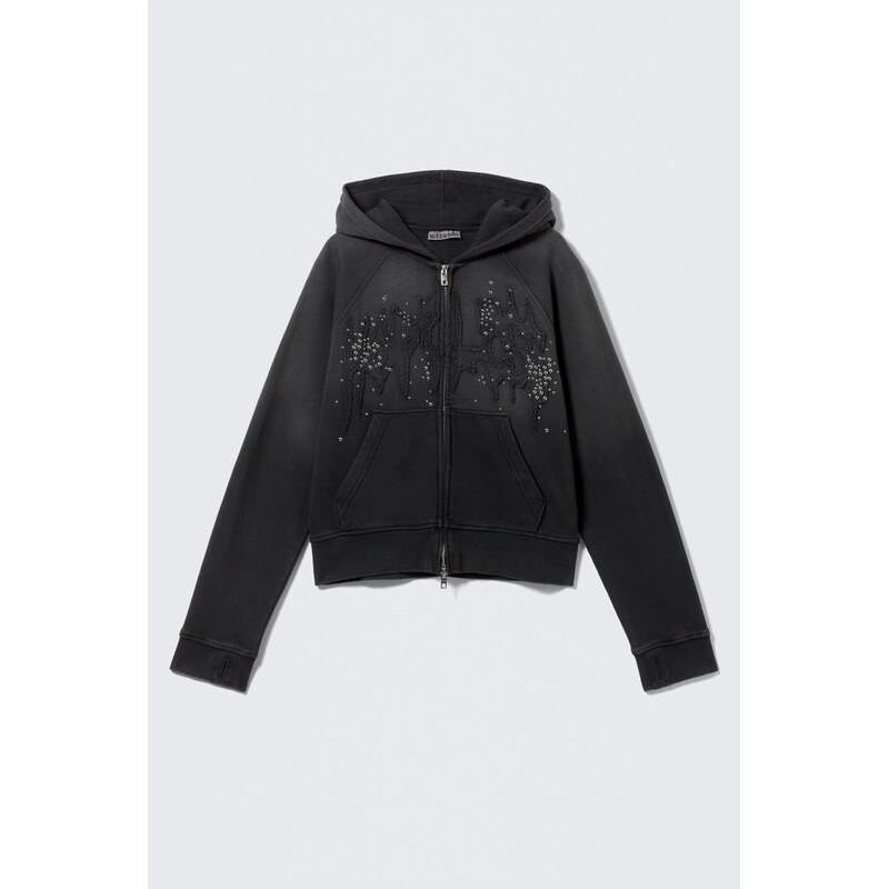 H&M - Slim Graphic Mikina na zips cvočky - černá 113881004