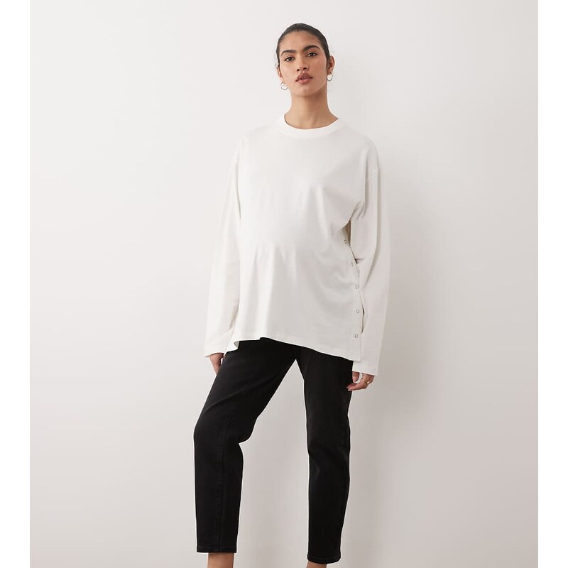 ONLY Maternity high waist mom jeans in washed black