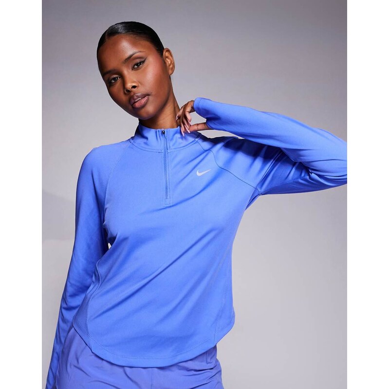 Nike Running Tempo Dri-FIT half zip long sleeve t-shirt in blue