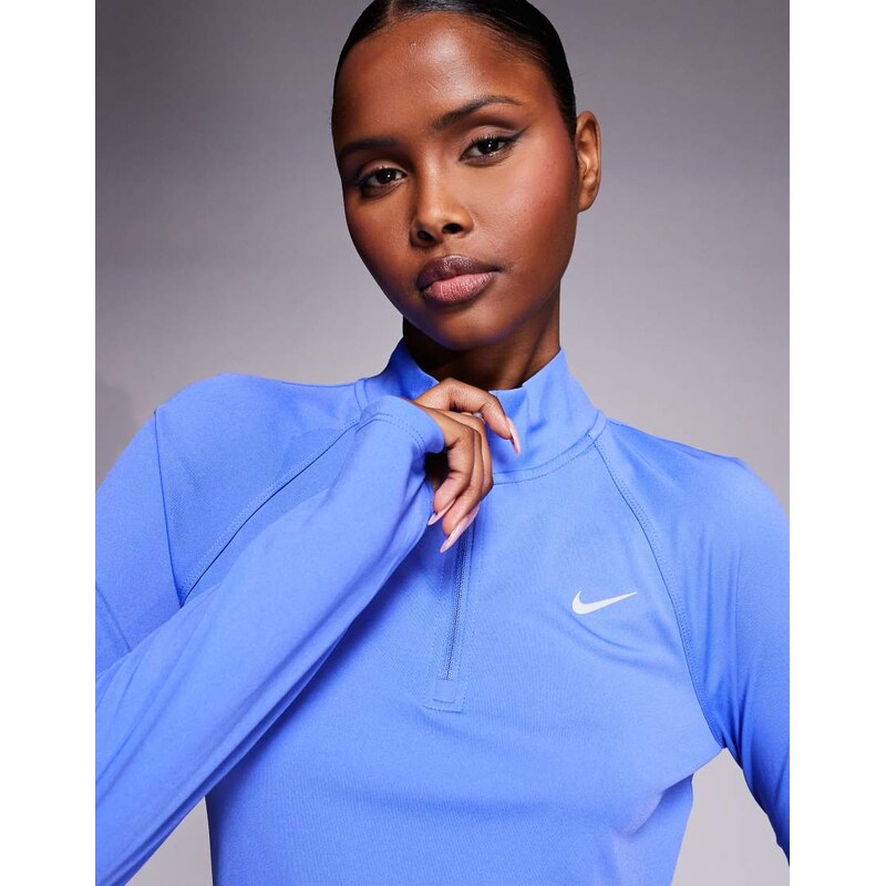 Nike Running Tempo Dri-FIT half zip long sleeve t-shirt in blue