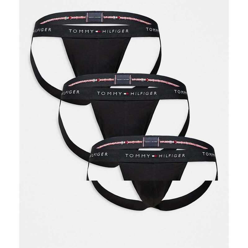 Tommy Hilfiger Signature Cotton 3 pack jockstraps in black
