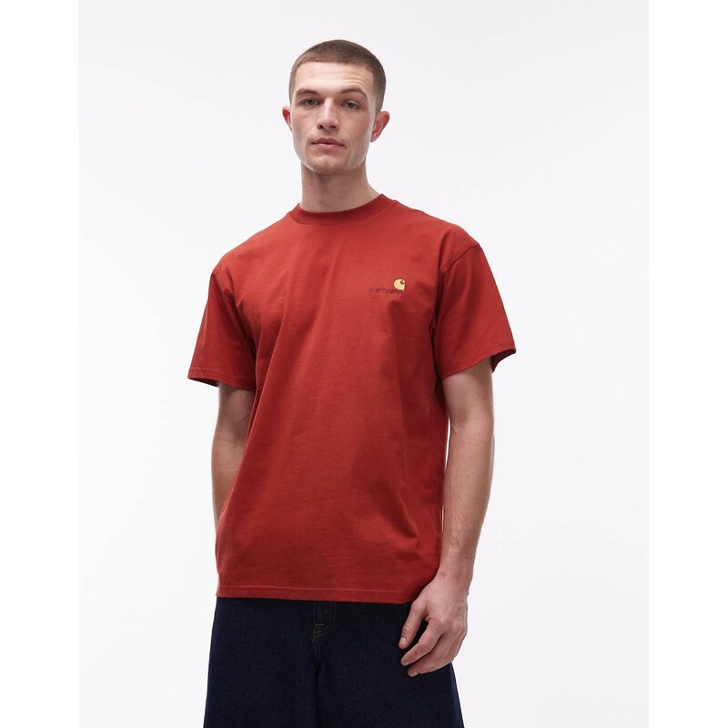 Carhartt WIP american script t-shirt in rust-Red