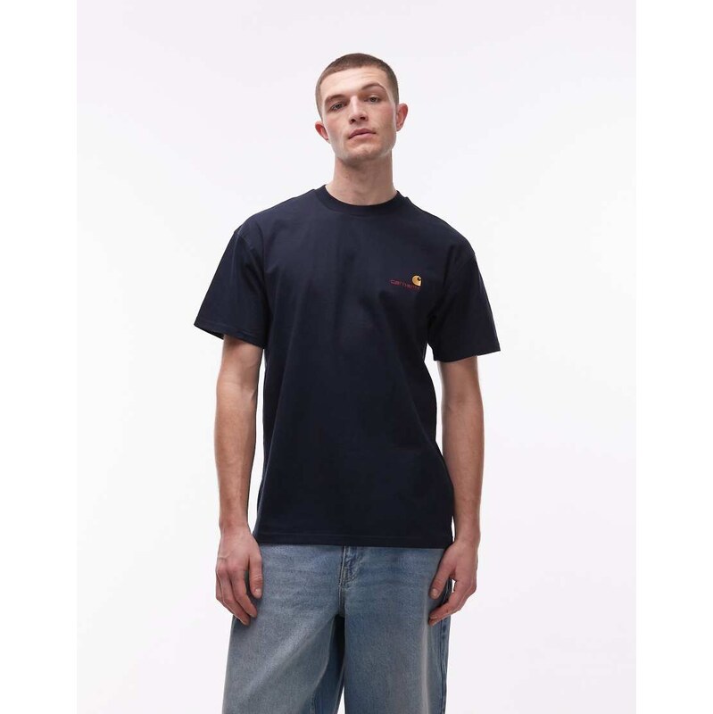 Carhartt WIP american script t-shirt in navy