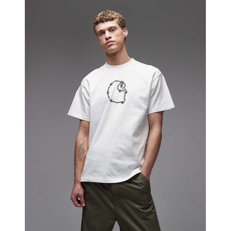 Carhartt WIP barbwire logo t-shirt in white