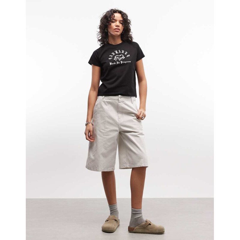 Carhartt WIP mercer single knee shorts in grey stripe