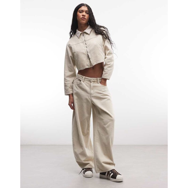 Liquor N Poker baggy horseshoe cord jeans co-ord in acid wash-Blue 113881755