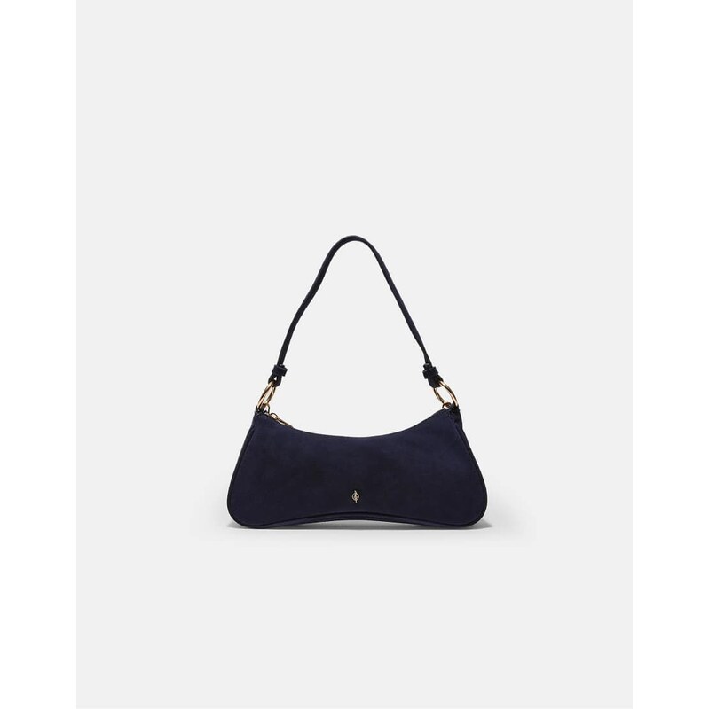 Stradivarius 100% leather moon crossbody bag in navy blue 113881844