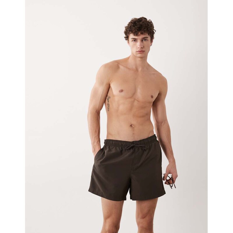 Jack & Jones mid length swim shorts in brown