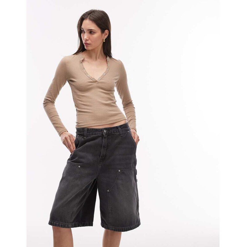 Carhartt WIP nixon double knee baggy shorts in black with abrasions 113885239