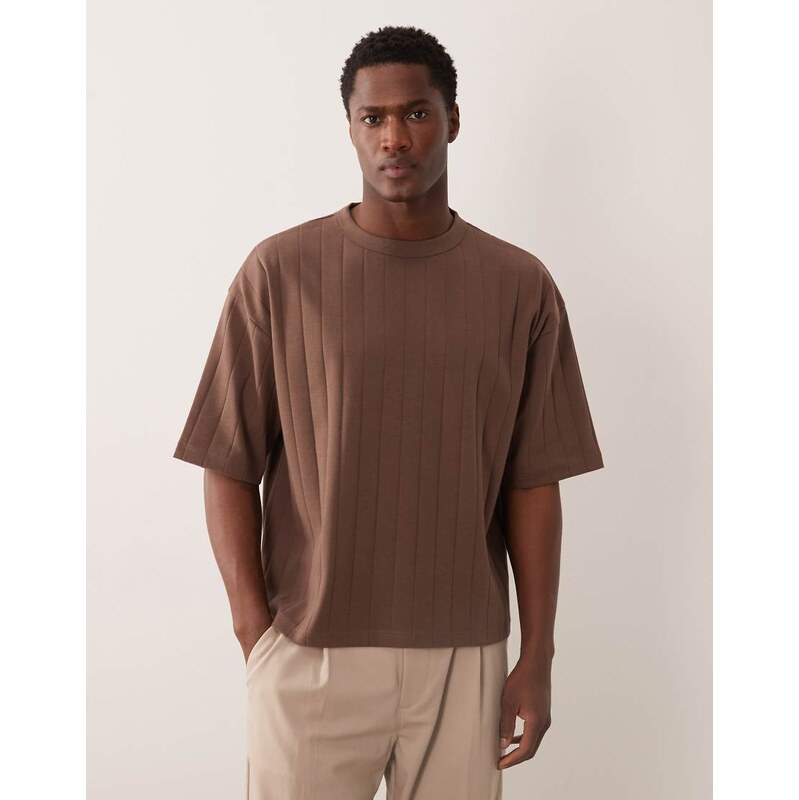 ASOS DESIGN boxy oversized t-shirt in brown wide rib