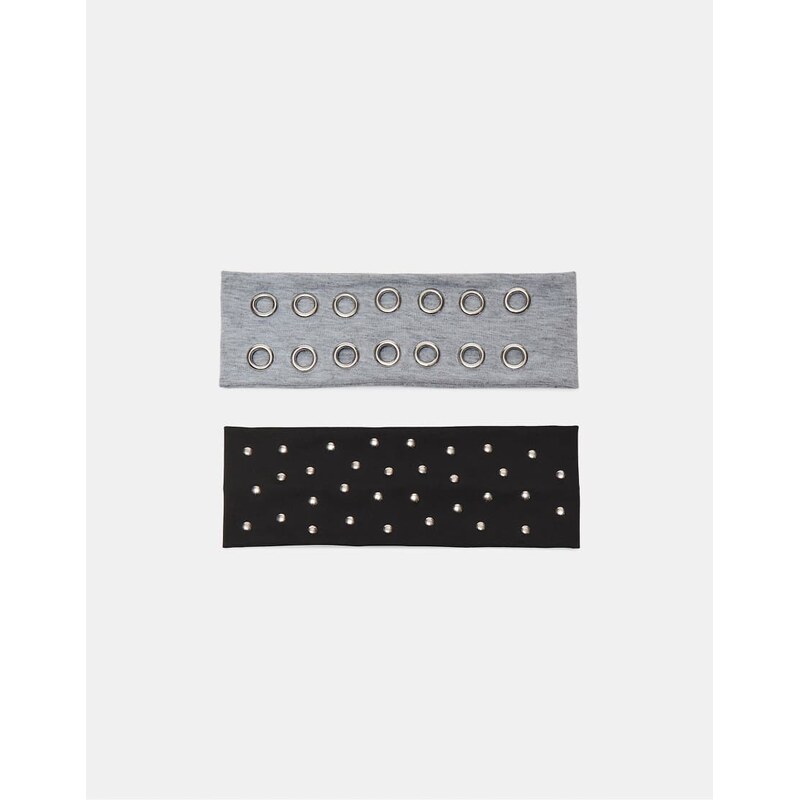 Stradivarius Set of 2 headbands with studs in grey 113885366