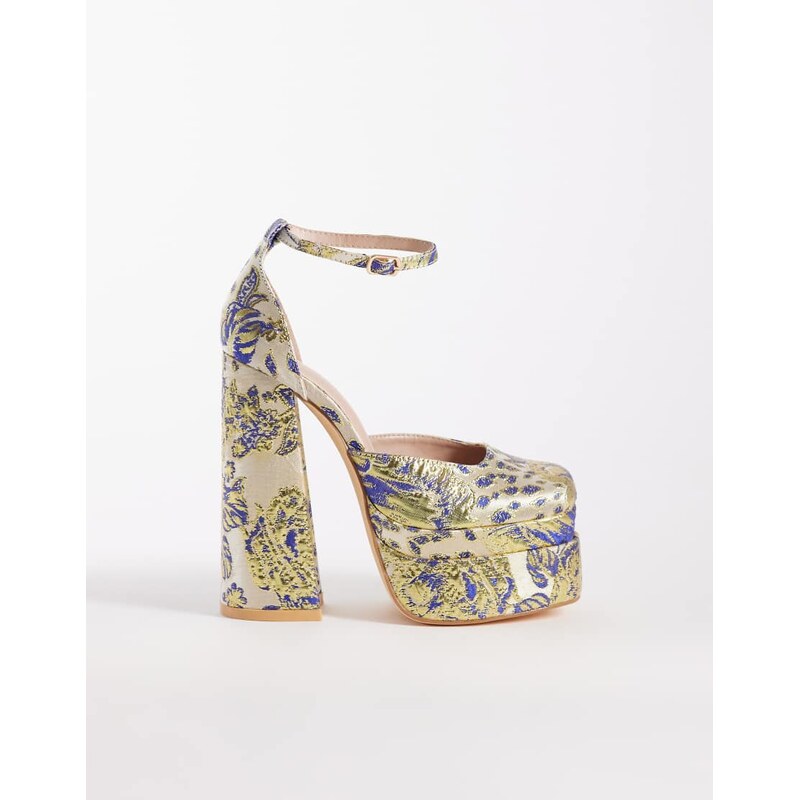 Azalea Wang Zipphora platform heeled shoes in gold 114853578